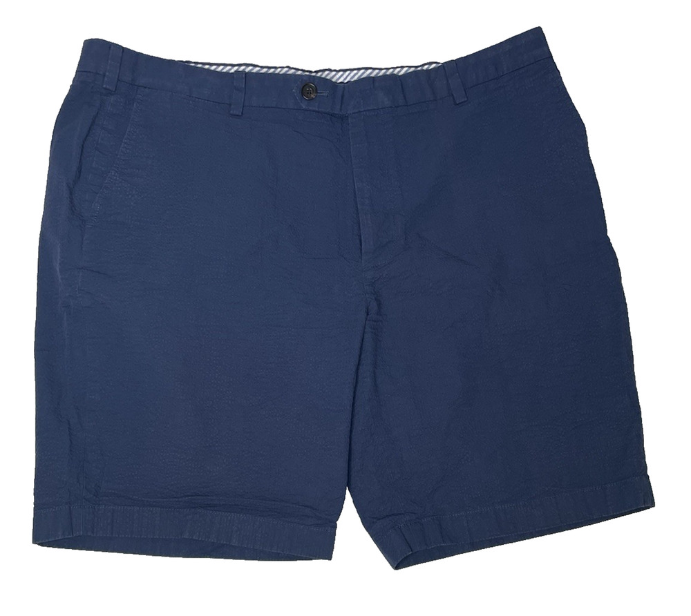 Brooks Brothers Men’s Bermuda Shorts W42 Navy Blue Seersucker Cotton